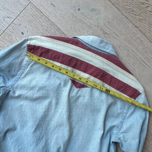 Polo Pearl Snap Denim Shirt with Flag Details Medium M - Picture 11 of 12